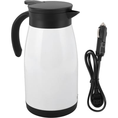 Bouilloire de voyage Capacité 680 ml Double acier inoxydable 304 Poignée ergonomique Double tension 12V 24V Eau L black