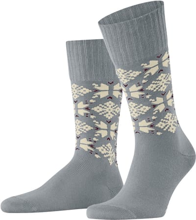 Esprit Winter Star gedessineerd katoen wol sokken heren grijs - maat 39-42