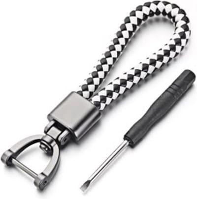 Sleutelhanger Auto I Sleutelhouder I Sleutelhanger Leer I Universeel I Wit / Zwart