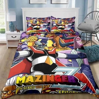 Mazinger z UFO Robot Grendizer Beddengoed Set Eenpersoons Tweepersoons Volledig Queen King Size Bed Set Volwassen Jongens Slaapkamer Anime Beddengoed Cadeau 135x200cm 2pcs