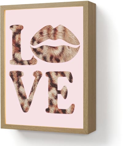 Wandlamp 30x40 cm - Oplaadbaar - Tekst - Love - Pantervacht - Lichtroze - Wandlampen binnen woonkamer - Slaapkamer lamp - Decoratieve nachtlamp - Vloerlamp draadloos