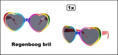 Bril Hart Regenboog - Thema feest beach toppers festival rave pride verjaardag strand zomer