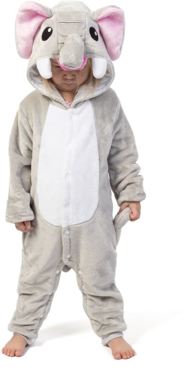 KIMU® Onesie Grijze Olifant Pakje - Maat 86-92 - Olifantenpak Kostuum Grijs Pak - Peuter Huispak Jumpsuit Boxpakje Pyjama Jongen Meisje Festival