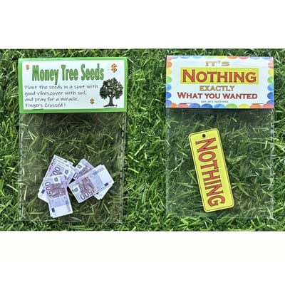 VANDAAG VERZONDEN - Fop cadeau - 2 STUKS - Geldboom zaadjes - Zakje Niks - Cadeau Kado - Fun Feest - Money Tree Seeds - Schoenkado - 500 euro