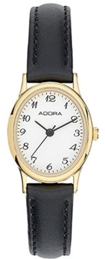 Adora Dameshorloge Ovaal Goudkleurig met Lederen Horlogeband - 22mm