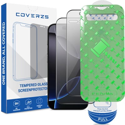 Coverzs Privacy screenprotector geschikt voor Apple iPhone 16 Pro Max screenprotector - Geleverd met montage frame - 2-pack verpakking - screen protector gemaakt van gehard glas