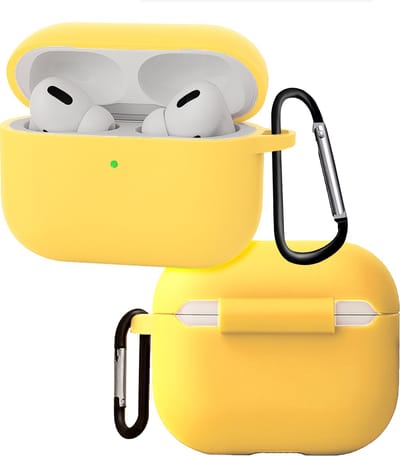 Hoes - Geschikt voor Apple Airpods Pro 3 - Siliconen Hoesje met Clip - Silicone Case Cover - Geel
