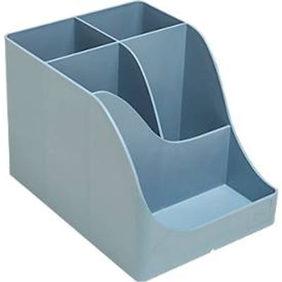 Exacompta pennenhouder Pen Wave Autentik, 5 vakken, gemaakt van gerecycled plastic, Scandinavisch ontwerp, voor kantoor & thuiskantoor, blauw-grijs