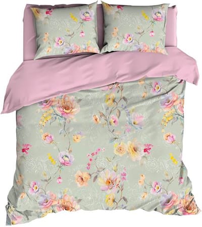 Satin d'Or Charlotte Dekbedovertrek - Tweepersoons - 2-persoons (200x200/220 cm + 2 slopen) - Zachtgroen