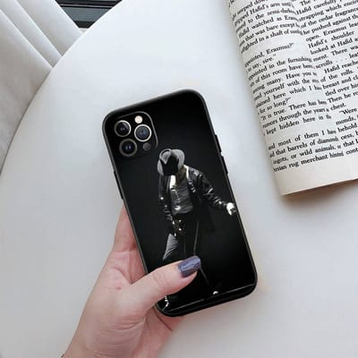 IR18 Michael Jackson Telefoonhoesje voor iPhone 7 8 11 12 13 14 15 16 16E XS Pro Max XR X SE iPhone 7 8 leer van buffel