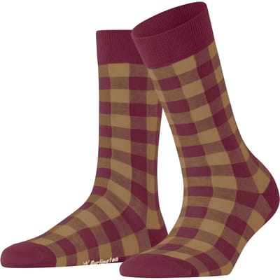 Burlington Vichy gedessineerd katoen sokken dames rood - maat 36-41