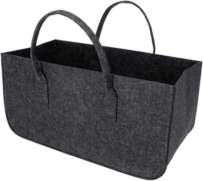 Brandhoutmand - Haardhout tas - Open haard opslag - Grote capaciteit - 50 x 25 x 25cm - Grijs