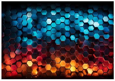 WALLARENA - Fotobehang - 150x105 cm - Jeugd fototapete met 3D hexagons voor jongens
