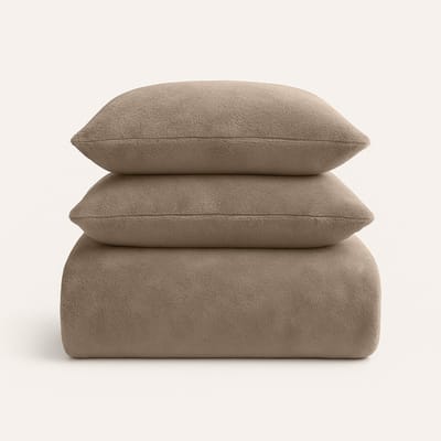 Y-NOT™ - Teddy Fluffy Taupe Taupe - Dekbedovertrek - 140x200/220 1-Persoons - 1 kussensloop 60x70cm - 30 dagen proefslapen