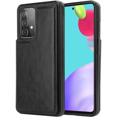 ShieldCase Hoesje geschikt voor Samsung Galaxy a52s bookcase - Lederen Walletcase met pasjeshouder - Opvouwbaar - geschikt voor meerdere pasjes - zwart