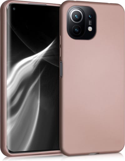 kwmobile metallic telefoonhoesje van TPU - geschikt voor Xiaomi 11 Lite (5G) NE / Mi 11 Lite (5G) - Flexible case voor smartphone - In metallic roségoud
