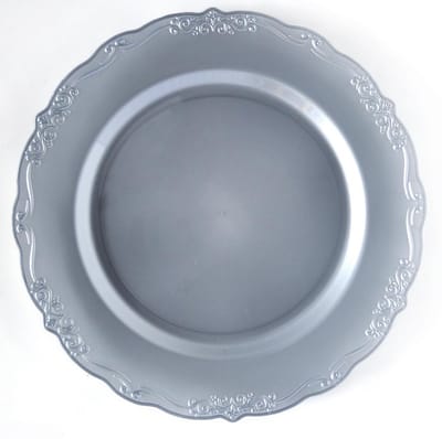 Decorline -40 delig Serviesset met elegante herbruikbare plastic borden, Casual collectie, hoogwaardig vintage servies , Zilver serviesset voor Kerstmis,Bruiloften, Verjaardagen, Feesten en Evenementen