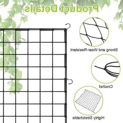 Elastisch Klimnet voor Planten, 120x120cm met 4 Haken, Ideaal voor Groenten, Fruit en Bloemen in de Tuin