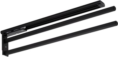 SOTECH Aluminium Handdoekhouder TED 2-armig zwart mat (450 - 730 mm, uitschuifbaar, draaibaar) Telescopische handdoekhouder geschikt voor badkamer of keuken