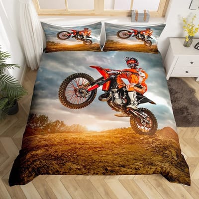 Mountainbike Dekbedovertrek Extreem Sporten Beddengoedset Fietser Dekbedovertrek Racen Crossmotor Quiltovertrek Twin Queen Size US Full(200x230cm)