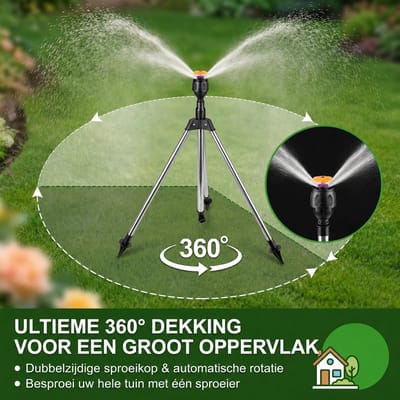 MUPOO zwenksproeier op Verstelbaar Statief - 360° Verstelbare Roterende sproeier Tuin - cirkelsproeier voor Gazon,Besproeiing en Grote Oppervlakken-53,3 tot 89,5 cm - 1 Stuk