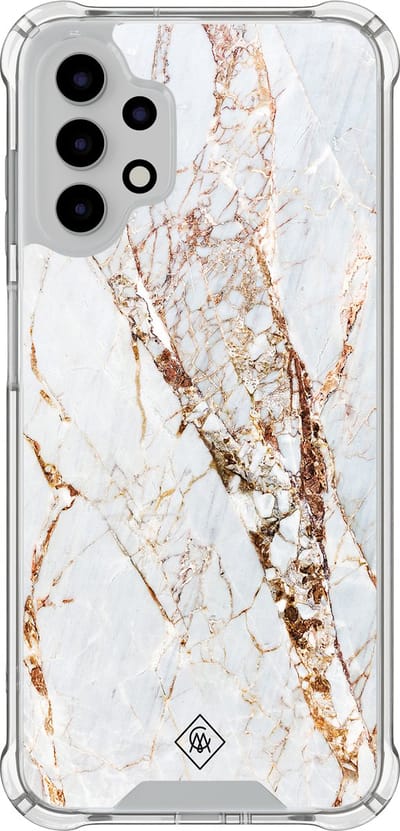Casimoda® hoesje - Geschikt voor Samsung Galaxy A13 4G - Marmer Goud - Shockproof case - Extra sterk - TPU/polycarbonaat - Goudkleurig, Transparant