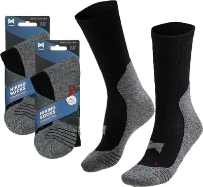 Apollo wandelsokken - zwart - volwassenen - maat 35/38 - Outdoor - Coolmax - Voor intensief gebruik - 2x paar