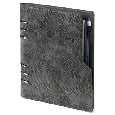 1016-76 A5 Bindmiddelplanner Clipbook Croco Grijs 1 week per 2 paginas 2026-2027-2028