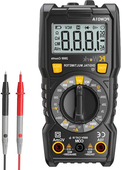 Digitale Multimeter - Stroommeter Spanningmeter - Elektrische Metingen - Contactloze Spanningstest - 2000 Counts Display - Zwart