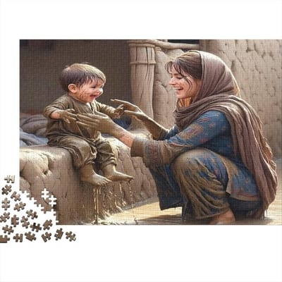 Moeder Zoon Puzzel - Familie Legpuzzel - Ontspannende Educatie - Duurzaam Gerecycled Materiaal - 1000 Stukjes - Kleurrijk
