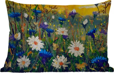 Buitenkussens - Tuin - Olieverf - Bloemen - Schilderij - 50x30 cm