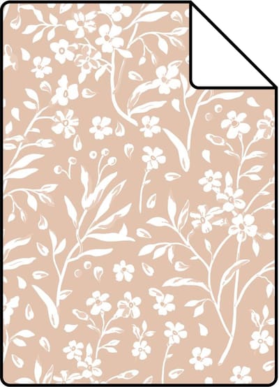Proefstaal ESTAhome behang bloemetjes licht terracotta - 26.5 x 21 cm - 139880-S