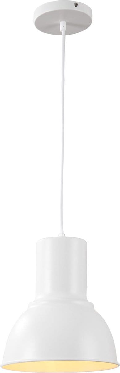 QUVIO Hanglamp retro / Plafondlamp / Sfeerlamp / Leeslamp / Eettafellamp / Verlichting / Slaapkamer lamp / Slaapkamer verlichting / Keukenverlichting / Keukenlamp - Rond design - Diameter 23 cm - Wit