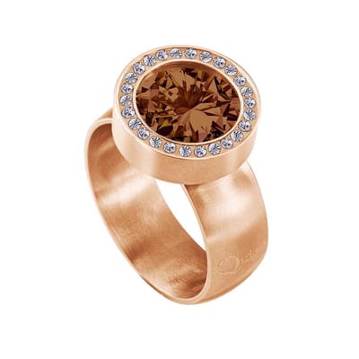 Quiges RVS Schroefsysteem Zirkonia Ring Rosegoudkleurig Mat 16mm met Verwisselbare 12mm Mini Munt - SLSRS50416
