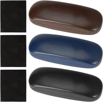 Hardcase brillenkokers - Draagbare brillenkoker set - 3 stuks - PU-leer