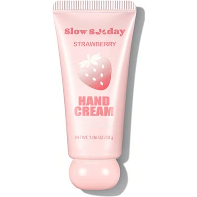Slow Sunday Aardbeien Handcrème, Geurig, Voor Droge Handen, Handverzorgingscrème, Hydraterend & Vochtinbrengend, Kalmerende Huid, Diepe Voeding, Reisformaat, Met Meerdere Plantaardige Oliën, Geschikt Voor Zomer, Y2K, Ideaal Voor Feestjes, Terug Naar School