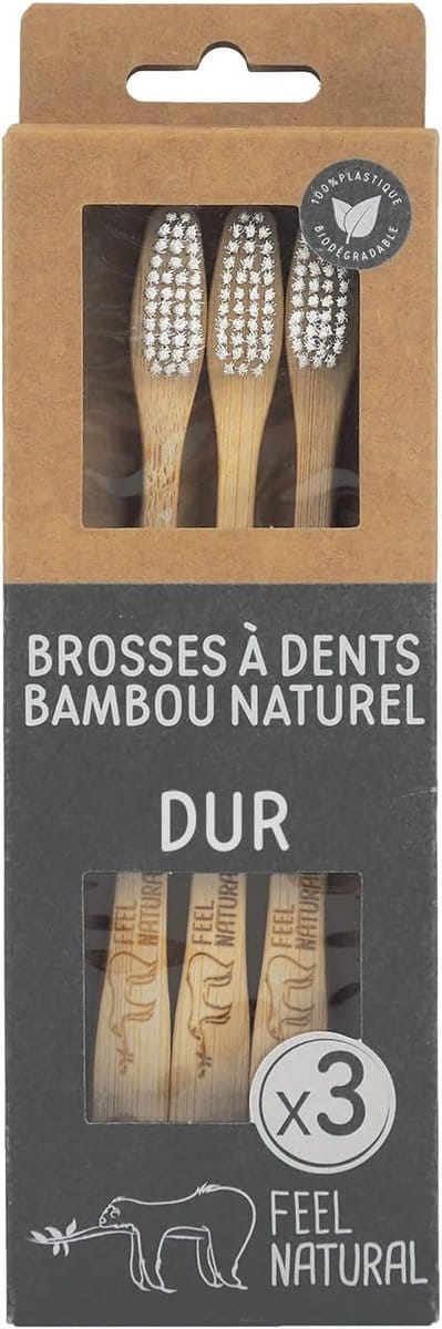 Set van 3 Biologisch Afbreekbare Tandenborstels met Zachte Nylon Haartjes