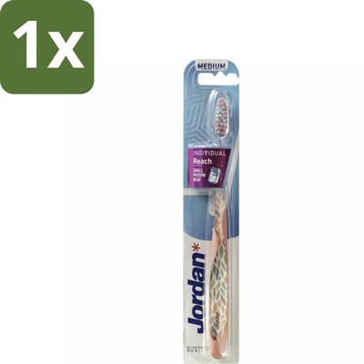 1 x Jordan - Tandenborstel - Individual Reach - Medium - Tandenborstel - Mondverzorging - Ergonomische Tandenborstel - Medium Borstelharen - Tandenpoetsen