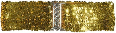 Funny Fashion Carnaval verkleed dames riem - goud pailletten - 108 x 8 cm - kunststof - disco/glitter and Glamour