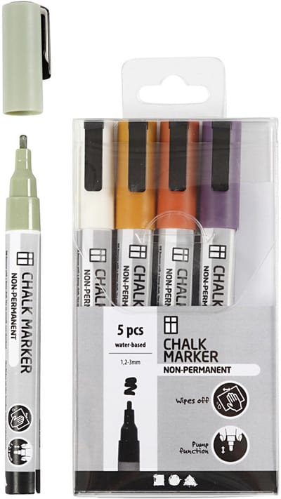 CC Chalk Markers Set 1,2-3 mm Pastel Kleuren 5 stuks