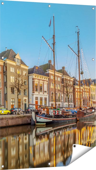 Gards Tuinposter Groningen Hoge der A Haven - 80x120 cm - Tuindoek - Tuindecoratie - Wanddecoratie buiten - Tuinschilderij