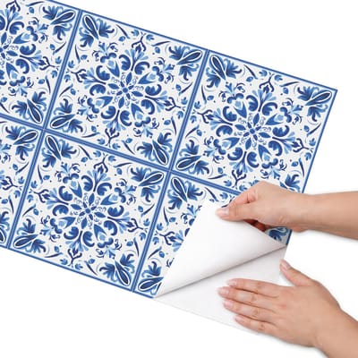 Coloray Meubel Wrap Folie - Blauw Meubelfolie - 50x100 cm - Decoratiefolie Bloemmotieven - Meubel Wrap Folie - Abstract Meubelfolie - Plakfolie Meubels - Keuken decoratie - Achtergronden en patronen