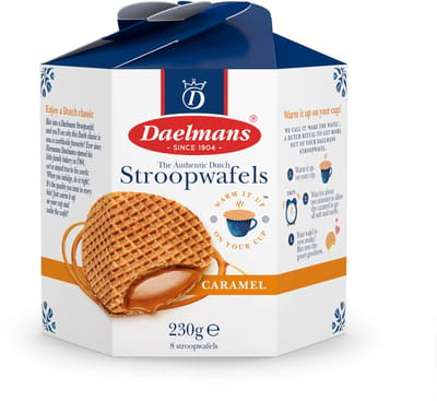 Daelmans Stroopwafels Hexa Doos – 8 Stroopwafels – 230 g – 8 cm diameter