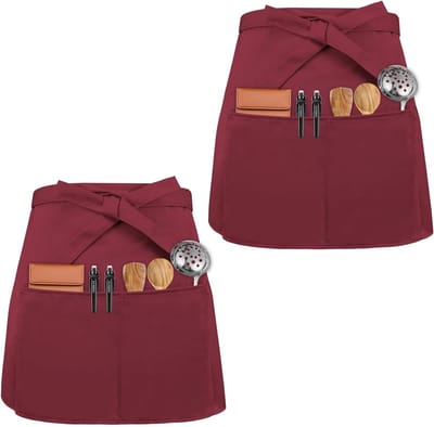 Premium Voorzijde Ties Schort 2-Pack met 3 Pocketen voor Koken, Bakken en Restaurantgebruik - Ideaal voor Chefs, Ober, en Huishoudelijk Gebruik