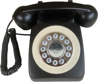 CT8019B Retro Vaste Telefoon - Druktoets - Mechanische Rinkelbel - Mat Zwart