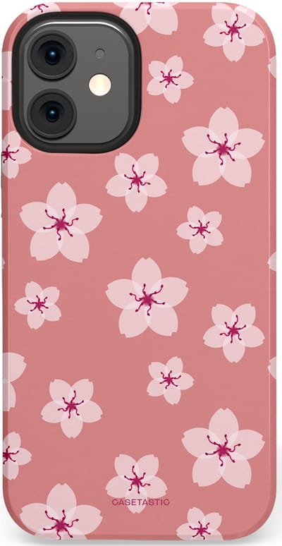 Casetastic Hoesje Geschikt voor Apple iPhone 12 Mini - Stijlvolle Beschermende Duo-layer Case - Roze Sakura Bloesems Elegante Japan Rituals