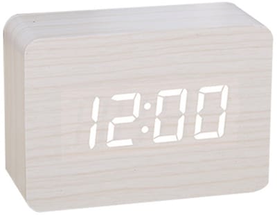 Klok - Digitale klok - Bureauklok - Tafelklok - Wekker - Digitale wekker - Wekker kind - USB-aangedreven klokken - Meerdere wekkers - Grote wekker voor de slaapkamer - Modern hout met instelbare helderheid - Meerdere alarmen - Wit