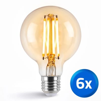 Zigbee E27 filament lamp G95 - Voordeelset van 6 - 7 watt - Amberkleurig - Smart lamp - Slimme Zigbee lamp