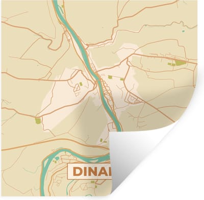 Muurstickers - Sticker Folie - Stadskaart - België - Dinant - Plattegrond - Kaart - 100x100 cm - Plakfolie - Muurstickers Kinderkamer - Zelfklevend Behang XXL - Zelfklevend behangpapier - Stickerfolie