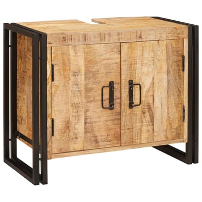 vidaXL - Wastafelkast - met - plank - Bruin - 71 - x - 33 - x - 58 - cm - Massief - Mango - Hout